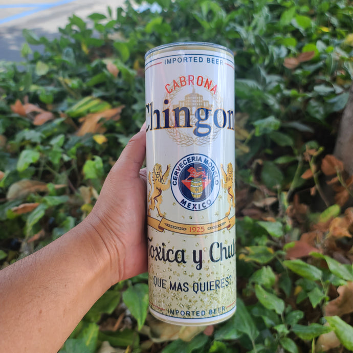 Chingona Gold Glitter 20oz Skinny Tumbler cup