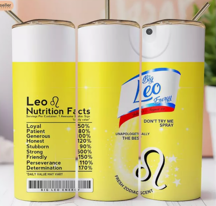 Yellow Leo Astrological sign 20oz Skinny Stainless Steel Tumbler