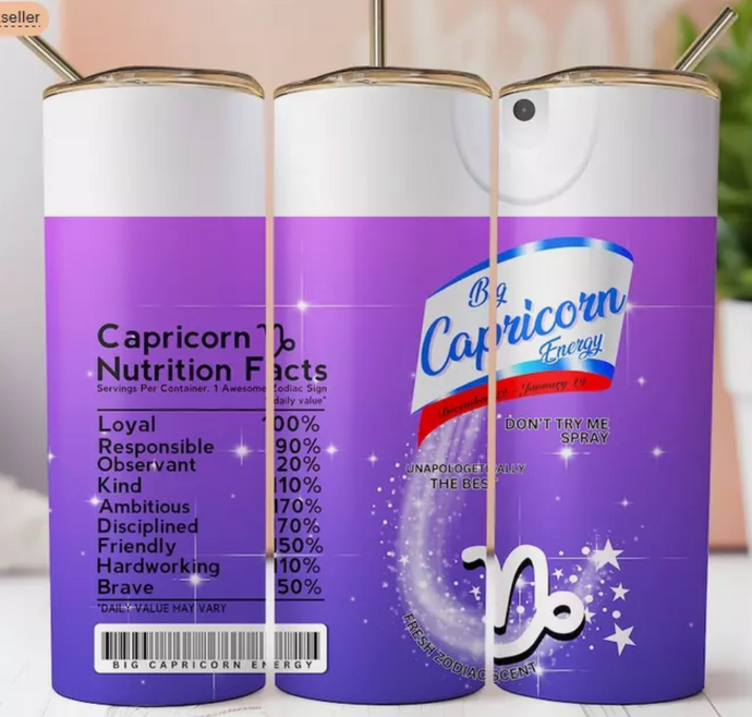Purple Capricorn Astrological sign 20oz Skinny Stainless Steel Tumbler