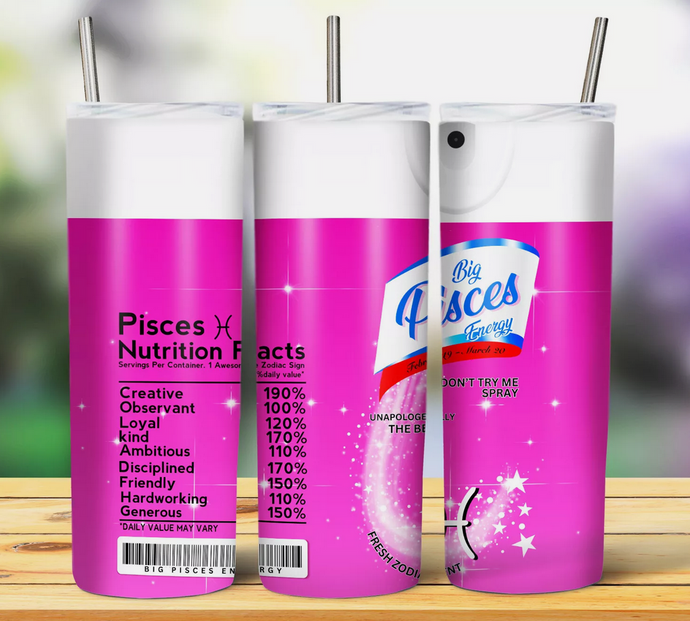 Pink Pices Astrological sign 20oz Skinny Stainless Steel Tumbler
