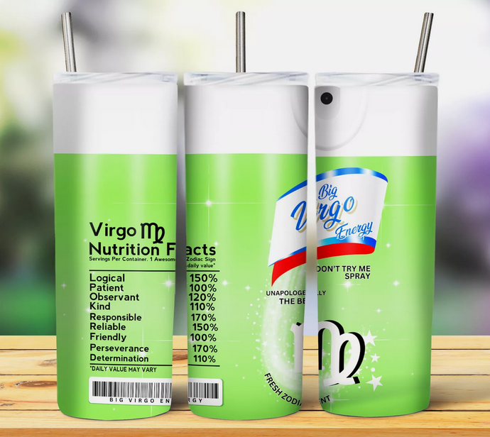 Virgo Astrological sign 20oz Skinny Stainless Steel Tumbler