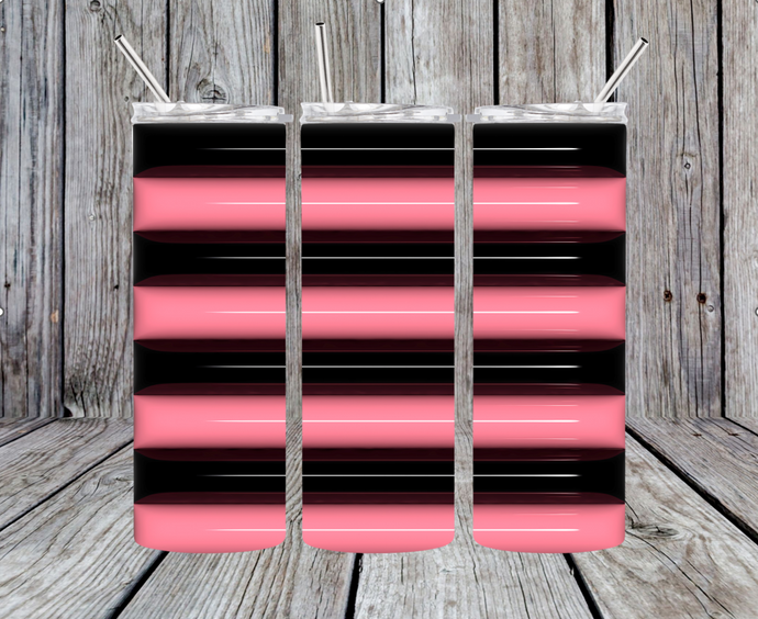 Pink Black 3D stripes 20oz Skinny Tumbler