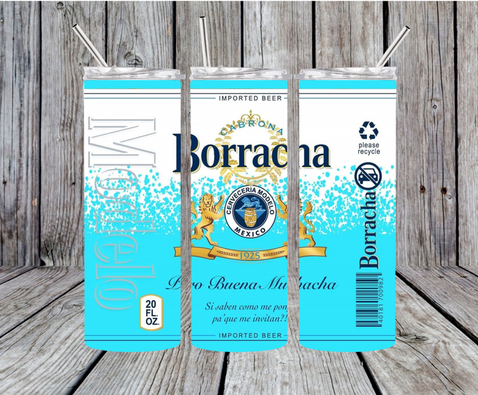 Turquois Borracha 20oz Skinny Tumbler