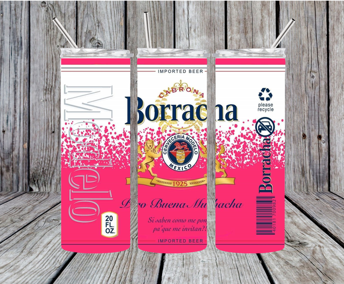 Hot Pink Borracha 20oz Skinny Tumbler
