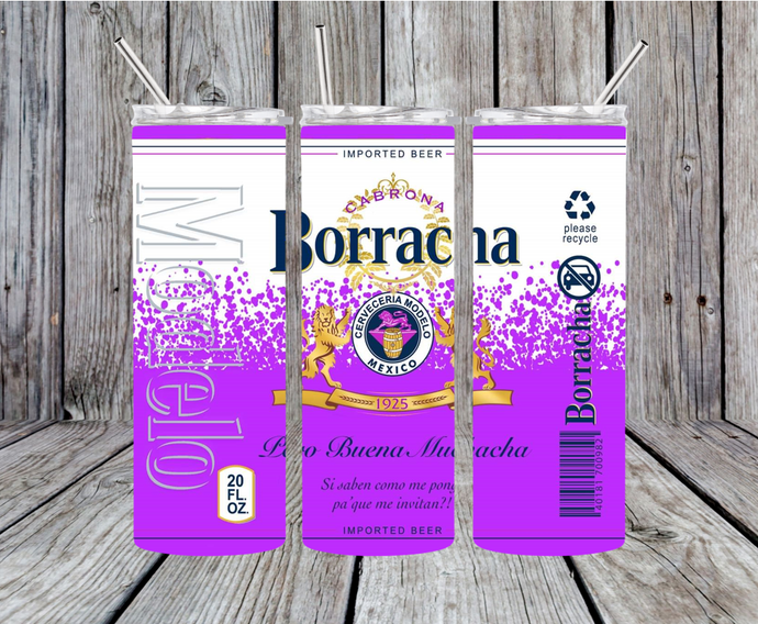 Purple Borracha 20oz Skinny Tumbler