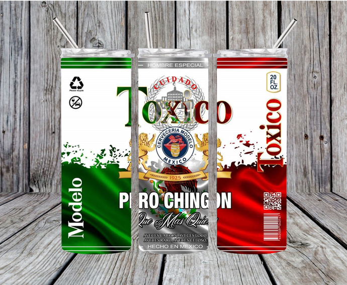 Toxico Mexican Flag 20oz Skinny Stainless Steel Tumbler Mexico
