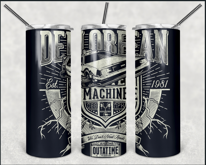 Delorean Machine Car Luxury 20oz Skinny Stainless Steel Tumbler