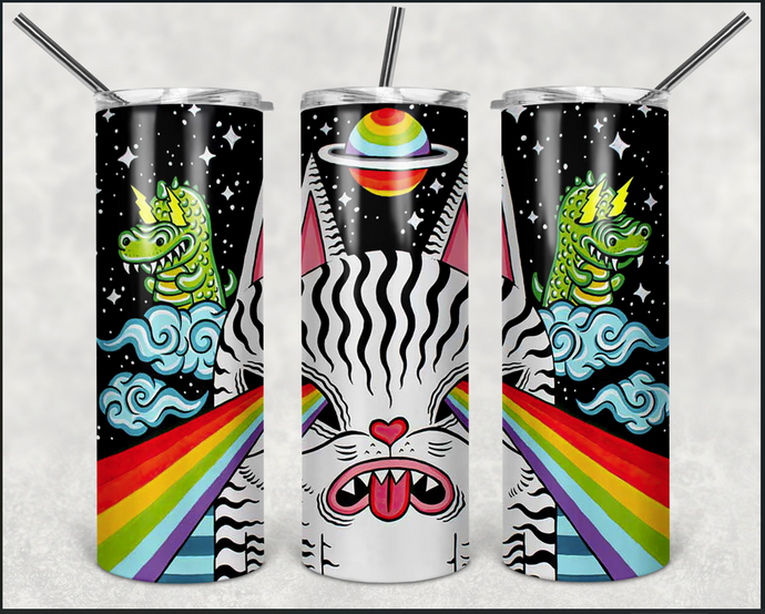 Galaxy Rainbow Eyes 20oz Skinny Stainless Steel Tumbler